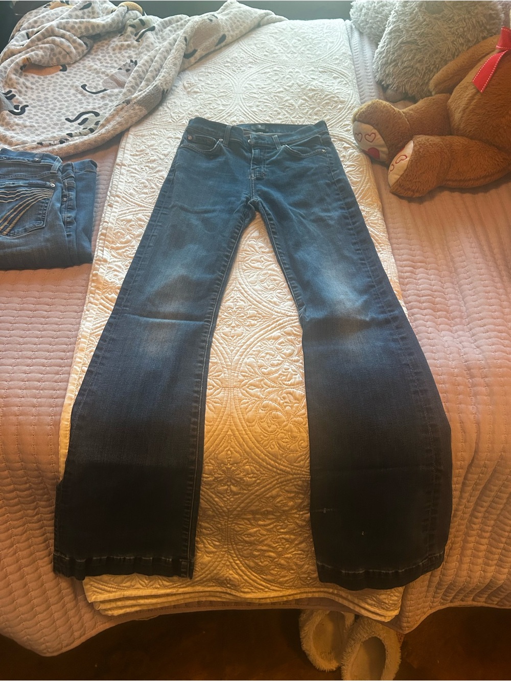 7 For All Mankind Dark Blue Wide Leg Jeans Tailorless - Picture 6 of 8